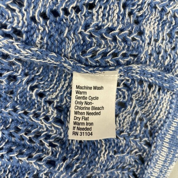 Kim Rogers Cardigan Sweater Open Front Crochet Knit 3/4 Sleeve Blue Womens 1X - Picture 8 of 10